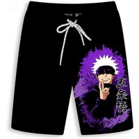 Men's Gojo Satoru Printed Shorts Man Women Sporty Casual Breathable Five-Point Pants Quick-drying Beach Pants Anime Peripheral