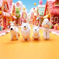 3D Printed Low Poly Dog Figurine Set Geometric Animal Statue Desk Decor Cute Gift for Dog Lovers Modern Geometric Dog Decor