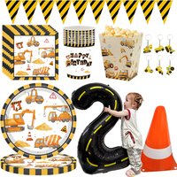 Construction Birthday Party Supplies Construction Pennant Banner Dump Truck Paper Cup Plate Napkin Popcorn Box 2nd Birthday Deco