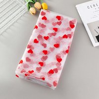 2.5cm Red Heart Lace Fabric Quality Flocking Guipure Tulle Mesh Veil Skirt Net Fabric Sewing Dress Material Decoration Supply