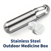 Stainless Steel Waterproof Pill Box Keychain, Airtight Outdoor Medicine Container for Travel Camping
