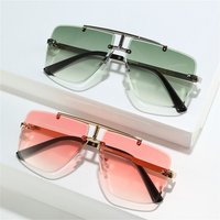 Oversized Double Bridge Sunglasses Frameless Square Frame Men's Shades Rimless UV Protection Street Shooting Eyewear