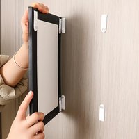 No Drilling Picture Hanger, 12 Pairs Double Sided Removable Wall Mounted Hook, Waterproof Installation Tape, for Frame & Artwork