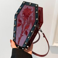 Women Coffin Satchel Purse Cartoon Gothic Crossbody Bag for Women Coffin Shoulder Bag Purse Casual Satchel Bag Halloween Bag