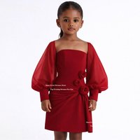 Sevintage Elegant Crepe Flower Girl Dresses 3D Flowers Luxury Birthday Party Dresses For Kids Formal Girls Dresses Custoomized