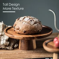 Creative High-Foot Cake Plate Acacia Wood Decoration Tea Plate Dessert Table Display Stand Afternoon Tea Fruit Snack Tray