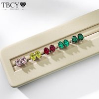 TBCYD 5*7mm Oval Cut Lab-Grown Emerald Ruby Earrings for 1CT Oval Cut Earrings Women 925 Sterling Silver Earrings Fine Jewelry