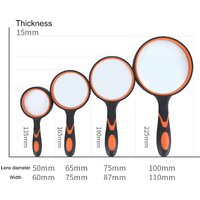 For Classroom Science Nature Exploration 75mm Handheld Magnifying Glass 10x For Kids Seniors Non-Slip Reading Magnifier Lens