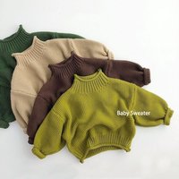2025 Autumn New Kids Fashion Sweater Casual Daily All-match Solid Color Long Sleeve High Collar Knitwear for 2-8Y Boys Girls