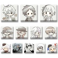 Ranpo Edogawa Nikolai Cartoon Square Lapel Pins Funny Anime Chibi Brooch on Backpack Shoes Jacket Badge Manga Love Jewelry Gifts