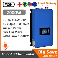 Y&H 2000W MPPT Grid Tie Solar Inverter DC45-90V to AC190-260V With Limiter Sensor 60V 72V Battery Support WiFi Communication