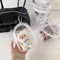 Cartoon PVC Four Leaf Clover Figurine Doll Transparent Storage Bag Cute Girl Backpack Pendant Keychain Display Doll Bag Wallet