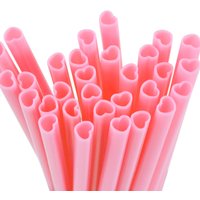 20/50Pcs Heart Shape Pink Disposable Straws for Wedding Bridal Shower Decoration Bachelorette Hen Party Birthday Supplies