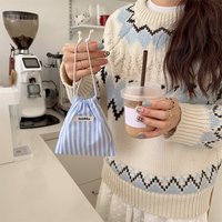 Small Canvas Coin Purse Key Earphone Drawstring Storage Bag Women Girls Jewelry Lipstick Cosmetic Tote Rope Pouch String Bags