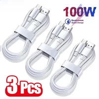 3PCS 6A 100W Type C Super Fast Charging Cable Data Cord For Samsung Huawei Xiaomi Redmi Quick Charing USB C Cables NNB