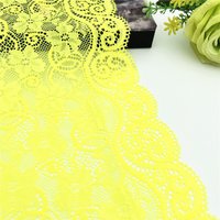 Wholesale Width 18cm Pretty Yellow Elastic Stretch Lace Trim Skirt Hem Underwear Sewing Acces Craft DIY Apparel Fabrics Wedding