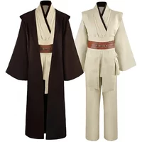 Obi Wan Kenobi Men's Costume Robe Adult Male Jedi Knight Tunic Costume Hooded Uniform Full Set Halloween Cosplay Cloak