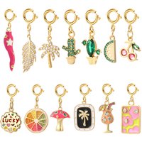 Cute Cactus Cherry Spring Buckle CZ Charms for Jewelry Making Production Supplies Diy Bracelet Necklace Key Chain Accessories