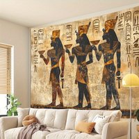 Historischer ägyptischer Wandteppich mit Landschaftsmotiv, Retro-Wandtuch mit Pharaonen-Hieroglyphen und antiker Kultur für den exotischen Hintergrund zu Hause