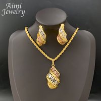 Dubai Gold Plated Jewelry Set for Women Special Hollow Design Pendant Earrings Wedding Anniversary Gifts Jewellry Accessories