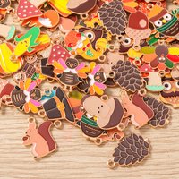 Tusember 10pcs Enamel Mushroom Nuts Pumpkin Charms for Necklaces Earrings Thanks-giving Day Turkey Pendants Jewelry Making