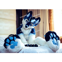 Christmas Blue Fox Dog Fursuit Mascot Costumes Halloween Fancy Party Cartoon Character Carnival Xmas Easter Advertising Birthda