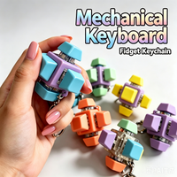 6-Sided Mechanical Keyboard Fidget Clicker Keychain Clickable Keycap Sensory Toy, Portable Anti-Anxiety Stress Relief and Decor