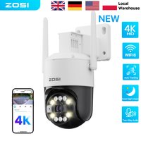 ZOSI C296 4K 8 MP/5 MP WiFi 6 PT CCTV-Überwachungskamera für den Außenbereich, Plug-in, kabelgebunden, KI-Erkennung, automatische Verfolgung, kabellose Überwachungskamera