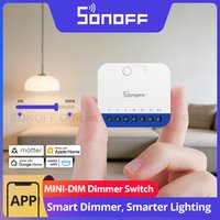 SONOFF MINI-DIM Extreme Matter Over Wi-Fi Smart Dimmer Switch Flicker-Free Dimming Wide Lighting Compatibility Power Monitoring