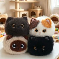 20cm Cute Cat Plush Toys Soft Fluffy Mini Cat Stuffed Animal Kawaii Round Kitten Plushie for Girls Birthday Gift Soothing Doll