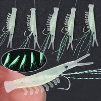 10/5pcs Luminous Soft Shrimp Fishing Hook Lure Bait Simulated Fish Skin String Hook Mackerel Barbed Hook Bass Cod Lures Fishing