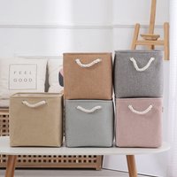 Linen Desktop Storage Box Laundry Basket Space-saving Cosmetic Book Organizer Picnic Basket Toy Baskets for Kids