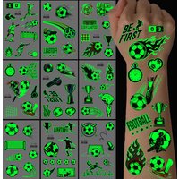 5 Sheets Luminous Football Temporary Tattoos Waterproof Face Stickers Multi Design For Fan Party Sports Decor
