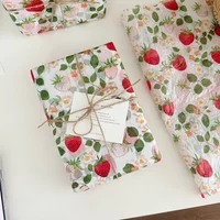 10pcs Strawberry Pattern Tissue Paper Gift Wrapping Paper Wedding Birthday Party Decoration Paper DIY Flower Wrapping Paper