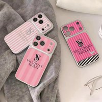 Victoria S-Secret VS Pink Handyhülle für iPhone 18 17 16 15 14 13 12 11 Pro Max Plus, galvanisierte Lammlederhülle