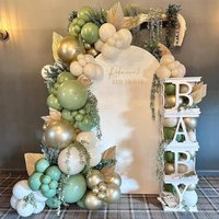 60 Pcs 12 Inch Olive Green White Balloons with Metallic Gold Confetti Balloon for Birthday Wedding Baby Shower Bridal Shower