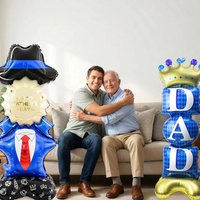 Self Standing DAD Balloons, Large Standing Fathers Day Mylar Balloons for Happy Fathers Day Decorations Birthday Dad Decorations