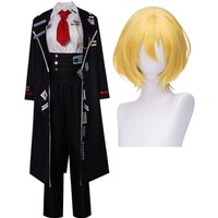 Men Halloween Party Game Limbus Company Cosplay Don Quixote Black Uniform Costume or Blonde Wig