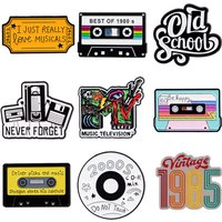 Vintage 1985 Brooch Creative Tape Enamel Pins Music TV Lapel Pin For Backpack Clothing Accessories Metal Badge Jewelry Gift