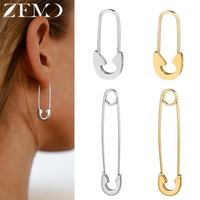 ZEMO 1PC/1Pair 20G Pin Stud Earring Stainless Steel Punk Paper Clip Nose Ring Earring Unisex Gold Color Eyebrow Piercing Jewelry