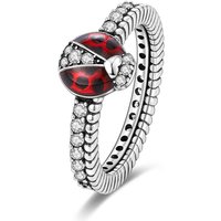 Original 925 Sterling Silver Ladybug Orbit Set Rings For Women Girls Jewelry Birthday Anniversary Gifts