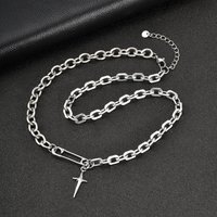 Vnox Stainless Steel Silver Color Star Safety Pin Necklaces for Men, Adjustable 50-55cm Length Punk Choker, Trendy Jewelry Gift