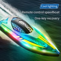 2.4G Remote Control Boat 15KM/H High Speed RC Racing Speedboat Boy Toy Electric Yacht Boat Model Ship LED Light Water Toys Gifts