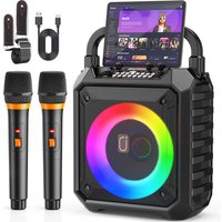 FanFun Karaoke-Maschine mit 2 Mikrofonen, Bluetooth-Karaoke-Lautsprecher mit LED-Licht, Heim-Karaoke-System-Set, T17-T