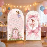 Pink Flower Fairy Butterfly Baby Birthday Arch Background Baby Shower Party Decoration Photography Backdrop Kids Photo Studio