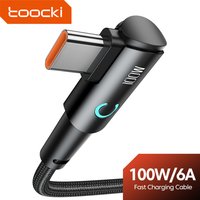Toocki 90 Degree USB C Cable Fast Charge 100W 6A Type C Charging Cable For Huawei Mate 50 Pro Xiaomi Samsung USBA To C Data Cord