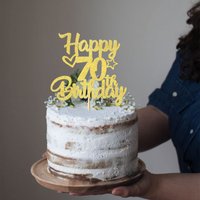 1 PC Happy 70th Birthday Cake Topper Happy Birthday Cake Decorations for 70th Birthday Cake Topper