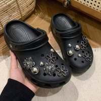 Dark Style Pearl Shoe Charms DIY Removable Clog Decoration Eye-Catching Hole Sandals Jewelry Accessories For Women Girls