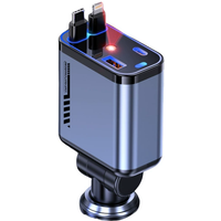 4 in 1 USB Car Charger Retractable Cigarette Lighter Adapter With Type C Fast Charging Cable Star Light For iPhone 16 Samsung