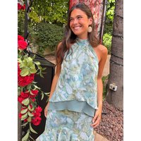 Fashion Printed Women Skirt Set Halter Sleeveless Loose Top And Ruffles Long Skirt Slim Summer Vacation Outfit 2026 Beachwear